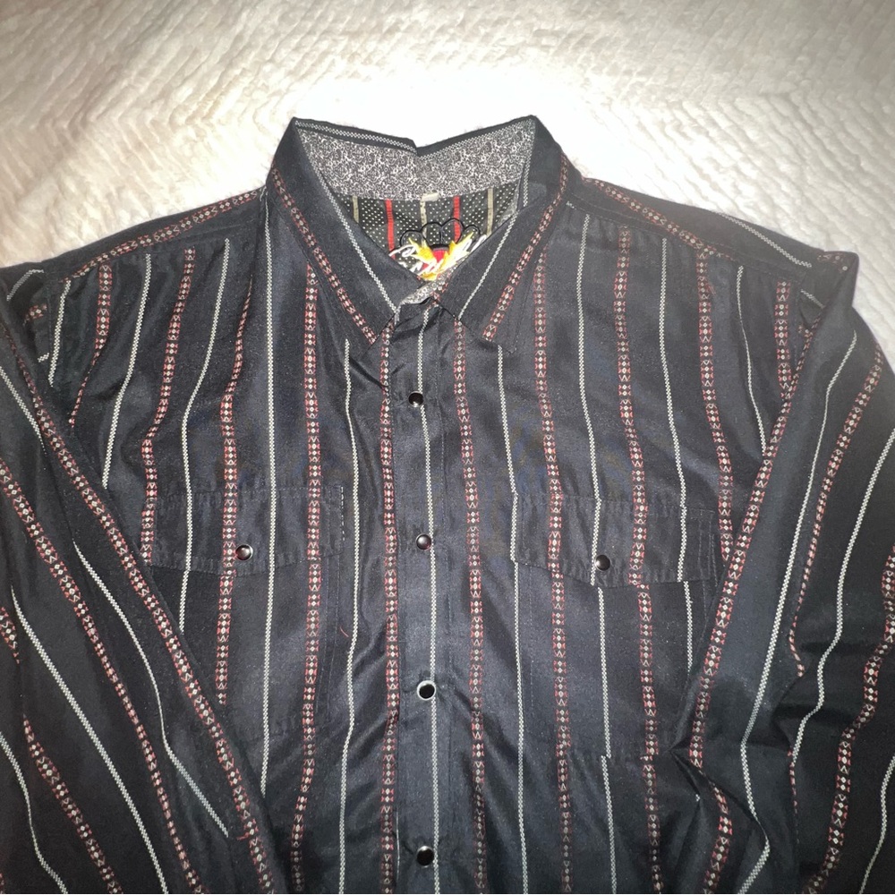 Scully Men's Western Button-Up Shirt - Black Striped, XL, 100% Polyester‎ - Picture 3 of 8